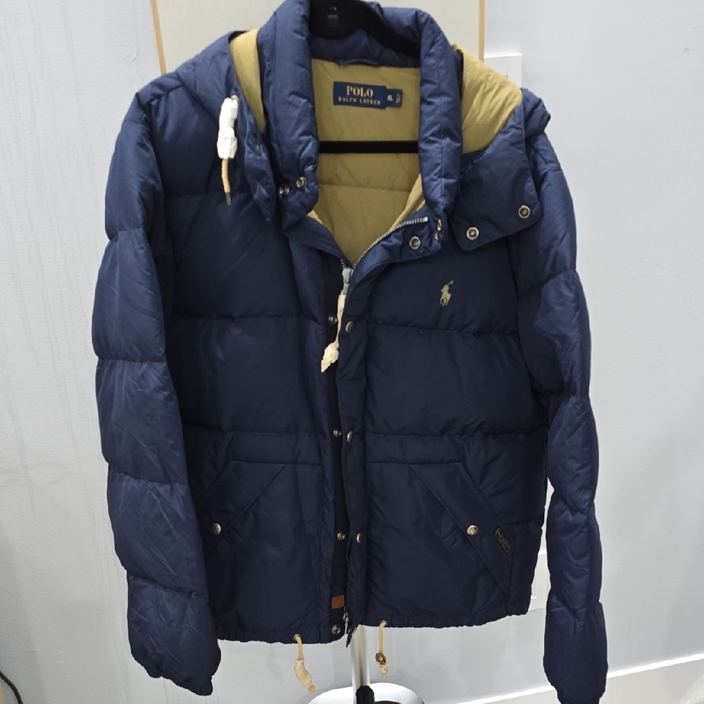 Polo by Ralph Lauren Men's Blue and Tan Puffer Jacket. Brand New W/O Tag